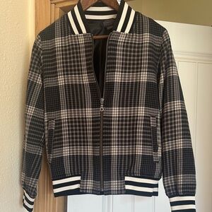 Pendleton Checkered Bomber Jacket in Black and Cream